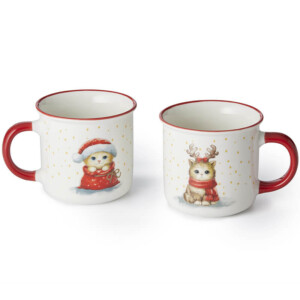 coppia tazze in new bone china da 0.35 l speciali per il natale per godersi un tè o una tisana in compagnia e con dolcezza